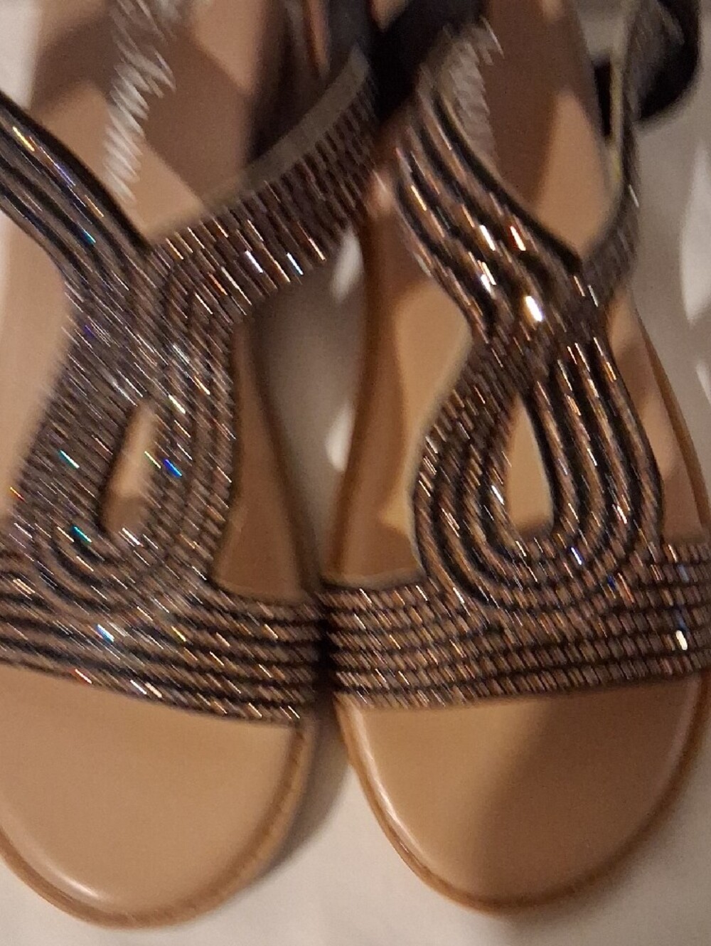 Gorgeous Jiaomei Womens size 6 Rhinestone Embellished T Strap Slingback Sandals - Picture 7 of 11